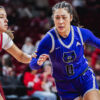 Sugar Bears Jade Upshaw drives against Arkansas
