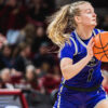 UCA Sugar Bears Kinley Fisher puts up a shot against Arkansas