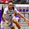 UCA Sugar Bears Cheyanne Kemp drives the lane against Stetson