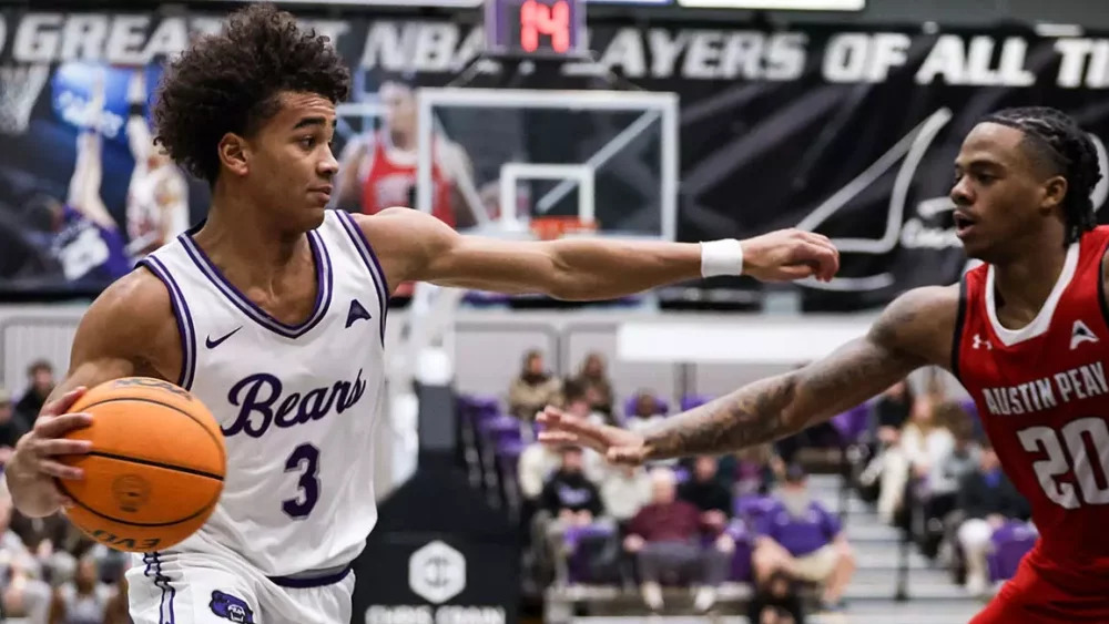 Bears guard Brayden Fagbemi looks for an opening against Austin Peay
