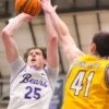 UCA forward Elias Cato puts up a shot in the lane against Lipscomb