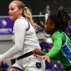 UCA Sugar Bears Bree Stephens drives in the lane against Florida Gulf Coast