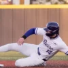 UCA Bears Sam Reynolds slides into second base against Eastern Michigan